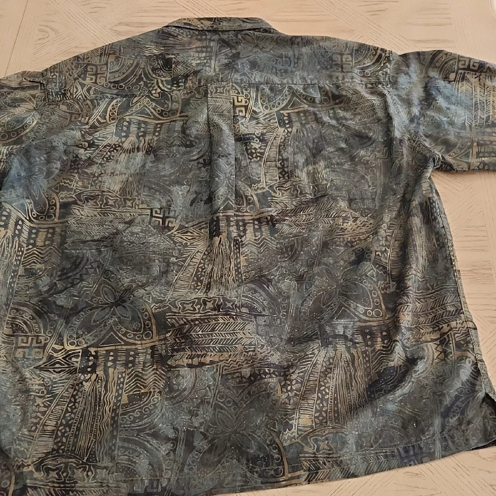 Basic Options Artistic Patterned Casual Button Down Cotton Shirt for Men Size L - Picture 5 of 5